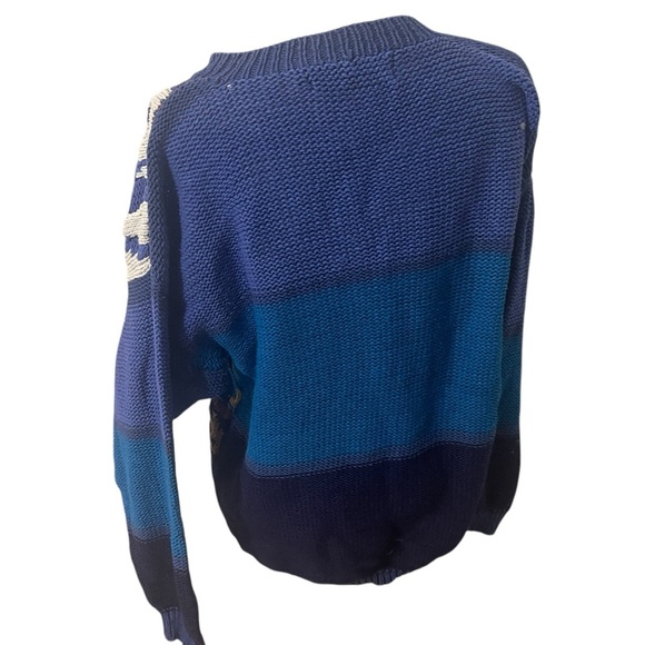 Vintage 20 Ans handmade knit sweater Blue Size Large RARE - Picture 16 of 16